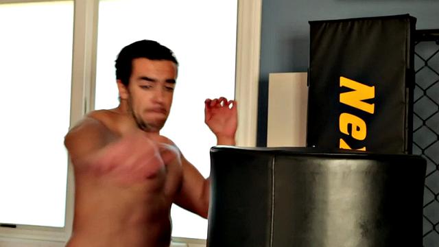 Hunky newbie removes clothes and masturbates in garage