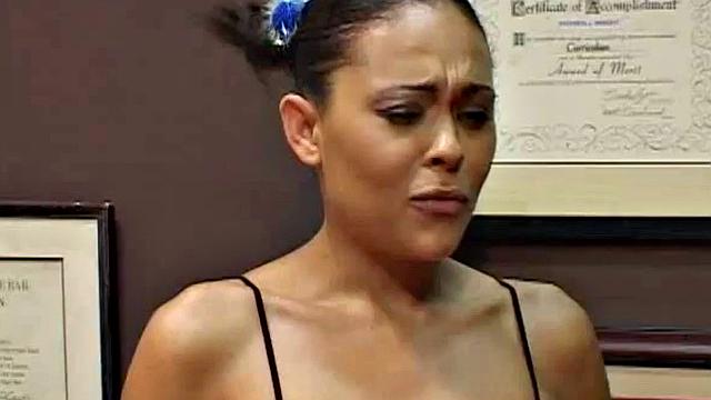 Petite ebony teen sucks boss's dick