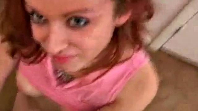 Teen sucks on dick and jerks it off