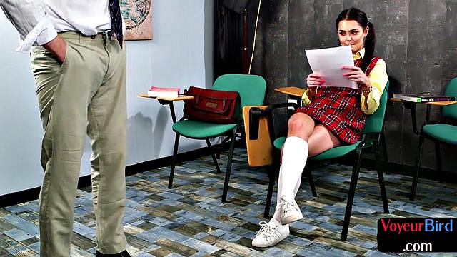 College 21yo lady teases nympho teacher after class