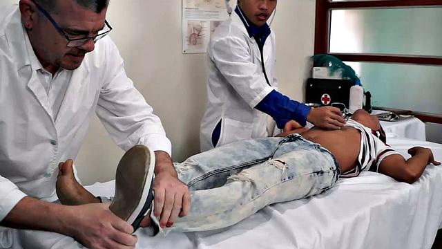 Cute and ticklish Asian boy Alex comes in for his weekly tickle therapy. Doctor Tickles and his sadistic assistant pin Alex down to the tickle table and administer a ticklish treatment that sends their patient into hysterics.