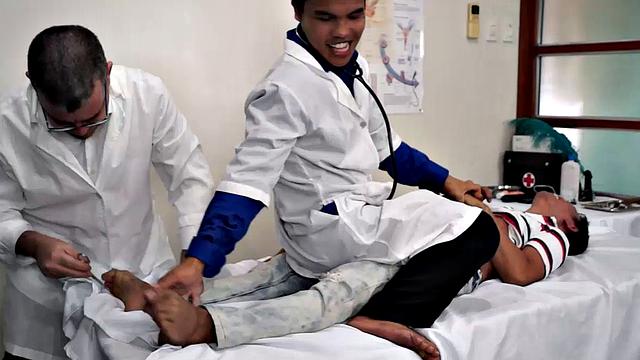 Cute and ticklish Asian boy Alex comes in for his weekly tickle therapy. Doctor Tickles and his sadistic assistant pin Alex down to the tickle table and administer a ticklish treatment that sends their patient into hysterics.