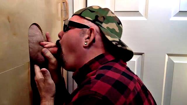Gloryhole Cock Sucking Businessman Gets Drained