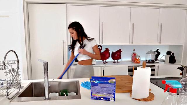 Bigtitted maid smashed by big white dick in wet pussy hole