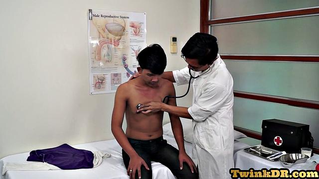 Real asian stud toyed by perv doc