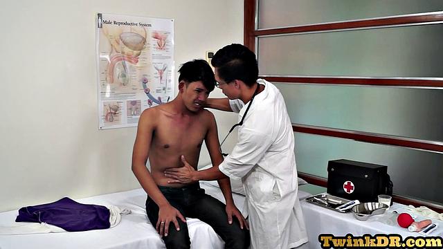 Real asian stud toyed by perv doc