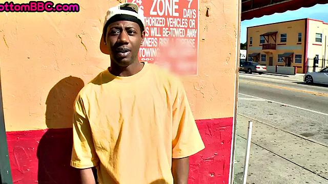 Pierced Ebony stud picked up and banged outdoors in public