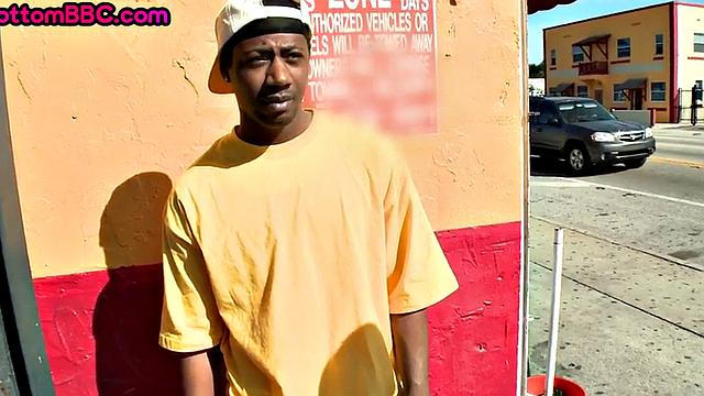 Pierced Ebony stud picked up and banged outdoors in public