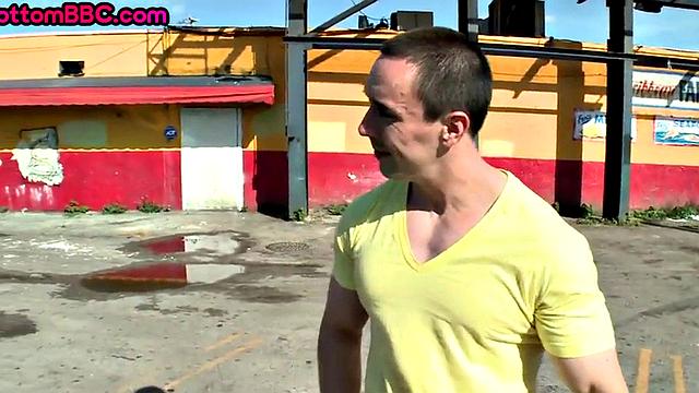 Pierced Ebony stud picked up and banged outdoors in public