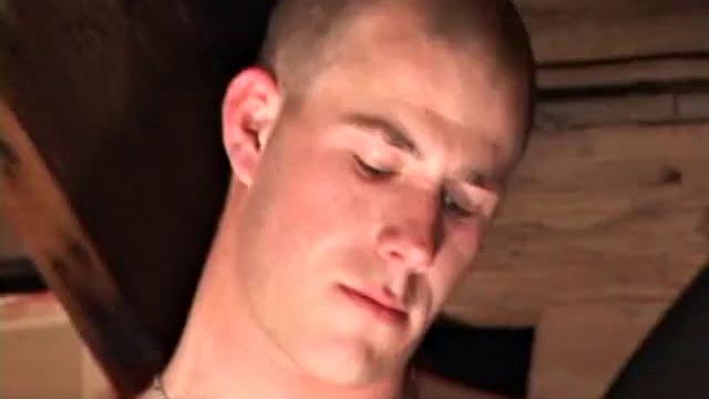 Cory Woodall stripping and stroking cock in old garage