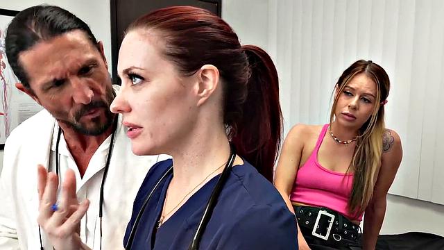 Breeding babe squirting in doctor's office before doggy