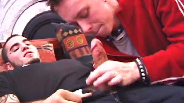 Roar and Rock start off stroking to a porn video and soon they are sucking each other's dick. Roar gets on his back, and Rock fucks him.