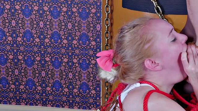 Face-fucked teen slave dominated with deep throat