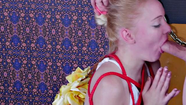 Face-fucked teen slave dominated with deep throat