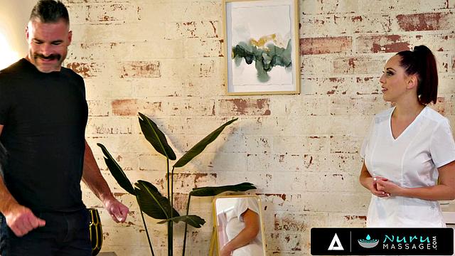 NURU MASSAGE - Hot Nickey Huntsman Gets Big Tits Bouncing While Getting Fucked Hard