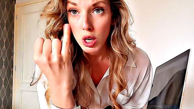 Teasing perverted nympho femina talks about small dicks