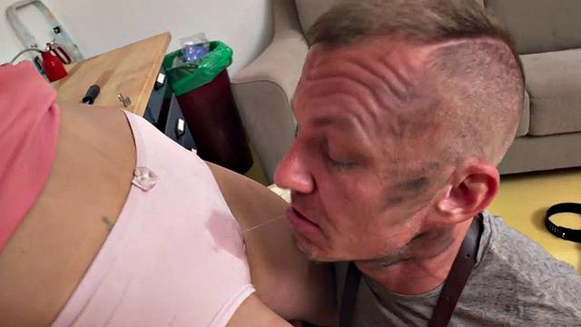 Oiled busty anal MILF assfucked by her man