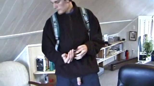 Fresh from hanging with some female schoolmates, Jonathan's horny and doesn't waste any time pulling out his dick. He plays a porn video and starts working up a stiff one.