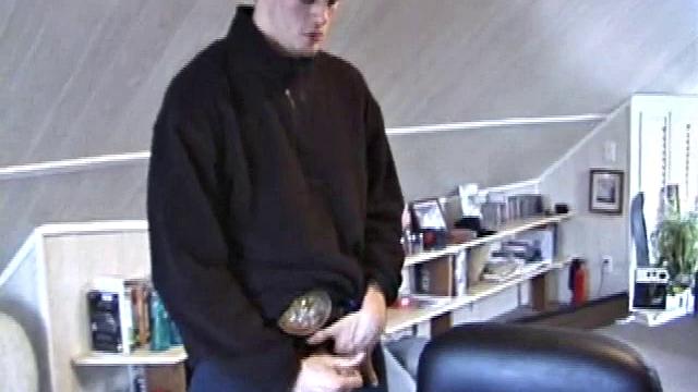 Fresh from hanging with some female schoolmates, Jonathan's horny and doesn't waste any time pulling out his dick. He plays a porn video and starts working up a stiff one.