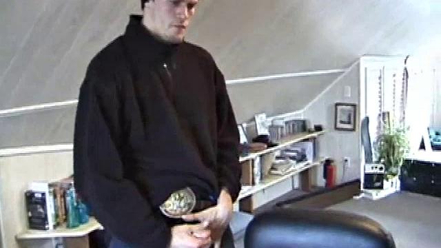 Fresh from hanging with some female schoolmates, Jonathan's horny and doesn't waste any time pulling out his dick. He plays a porn video and starts working up a stiff one.
