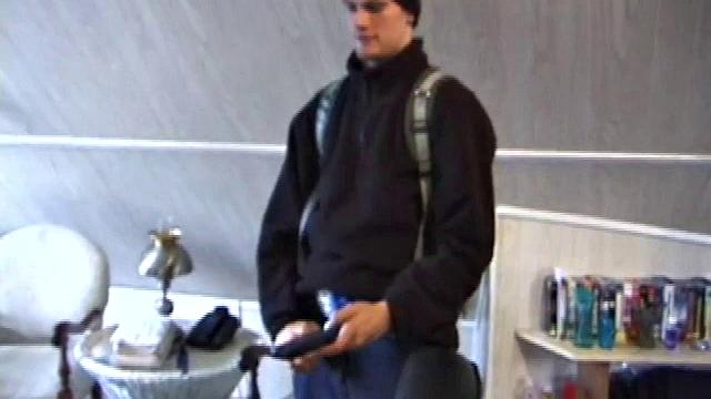 Fresh from hanging with some female schoolmates, Jonathan's horny and doesn't waste any time pulling out his dick. He plays a porn video and starts working up a stiff one.