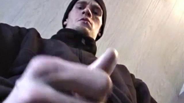 Fresh from hanging with some female schoolmates, Jonathan's horny and doesn't waste any time pulling out his dick. He plays a porn video and starts working up a stiff one.
