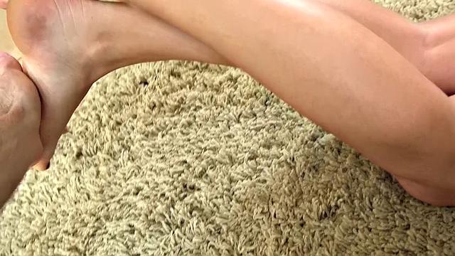 Watch this bald chick give a hot handjob in her thong while getting fucked hard