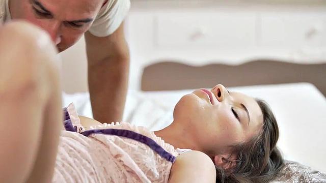 Watch as an older dude takes control of a petite Czech teen in the bedroom