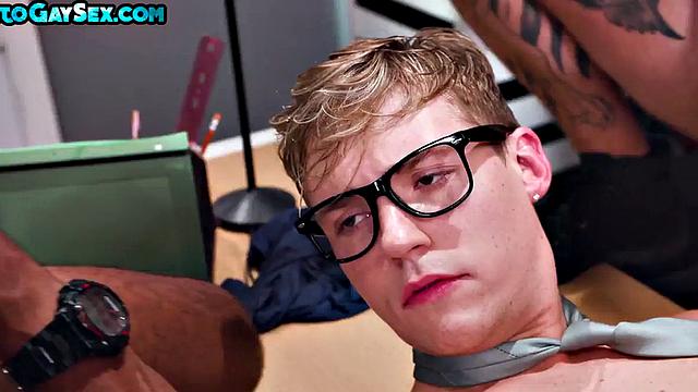 Office IR bottom gangbanged by studs till cumshot