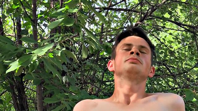 Pulled Euro twink public fucked outdoor in POV