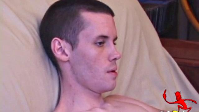 When his cock is hard enough, Logan unzips and out pops his huge boner. He gives it a serious stroking, edging himself a few times. When it's finally time to release, he explodes a massive cum load onto his face and chest.