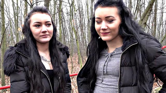 A Czech brunette take two cocks at once & get a hot cumshot on her tattooed body