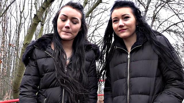 A Czech brunette take two cocks at once & get a hot cumshot on her tattooed body