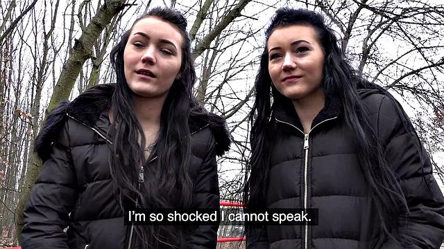 A Czech brunette take two cocks at once & get a hot cumshot on her tattooed body