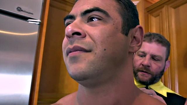 Inked muscle superhero bending over for bareback sex