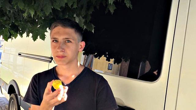 Real picked up straight anal pounded in van