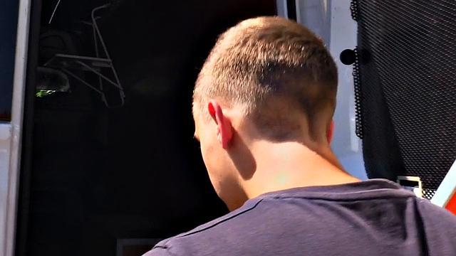 Real picked up straight anal pounded in van