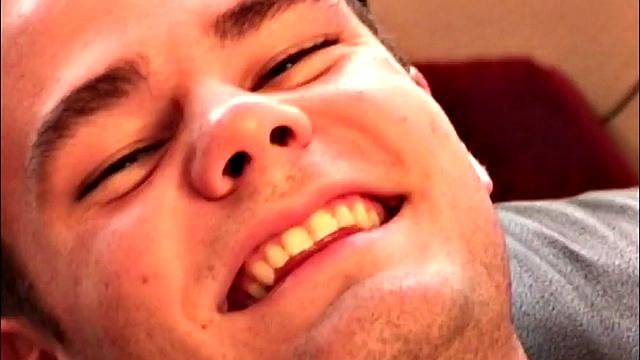 Auntie Bob starts this amateur homemade video by giving Ben a blowjob. Once that big dick is rock hard, Ben takes over and starts stroking with the help of a jerk off toy. Then the hairy young man grabs a vibrator and shoves it up his ass.