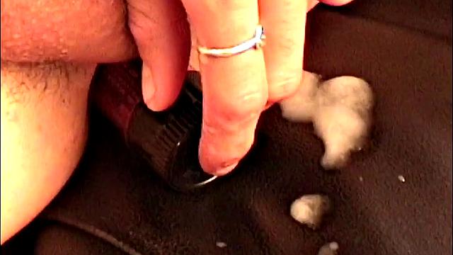 Auntie Bob starts this amateur homemade video by giving Ben a blowjob. Once that big dick is rock hard, Ben takes over and starts stroking with the help of a jerk off toy. Then the hairy young man grabs a vibrator and shoves it up his ass.