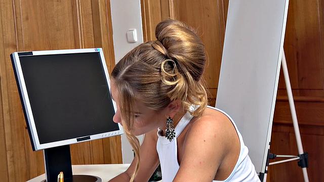 Agents tight pussy grips big cock