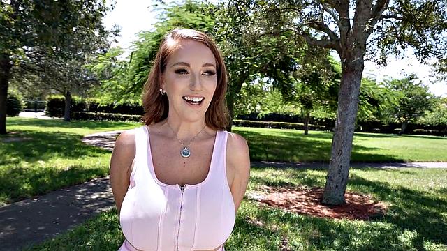 Big-titted stepmommy in upskirt got pussy pounded in van