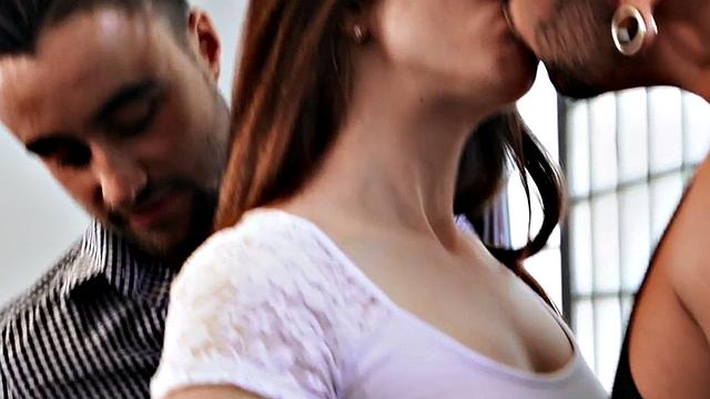 Bisexual partners in anal threesome