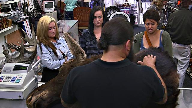 Pawnshop babes facial in BJ POV 3some after oral