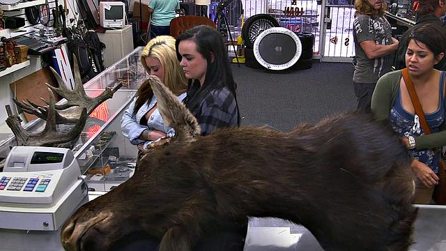 Pawnshop babes facial in BJ POV 3some after oral