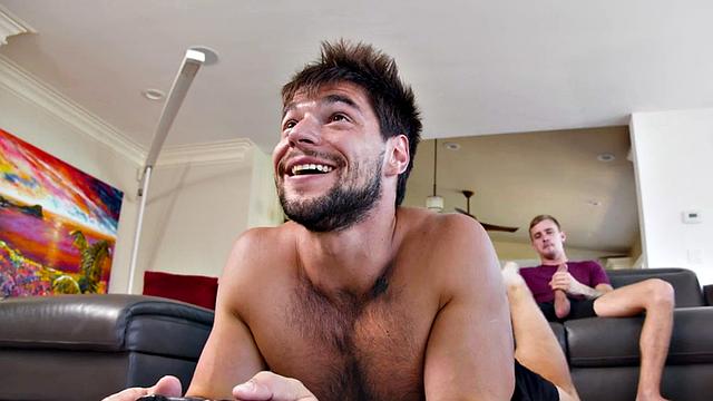 Inked jock barebacks stepbro before riding him