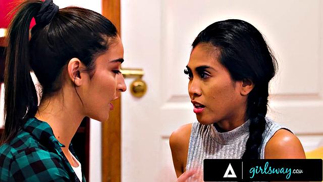 GIRLSWAY - Gorgeous Brunette Besties Emily Willis & Ember Snow Discover Sexuality Together
