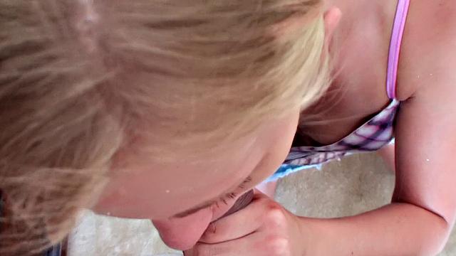 Blonde hottie with small tits and natural tits rides a hard cock in the indoors