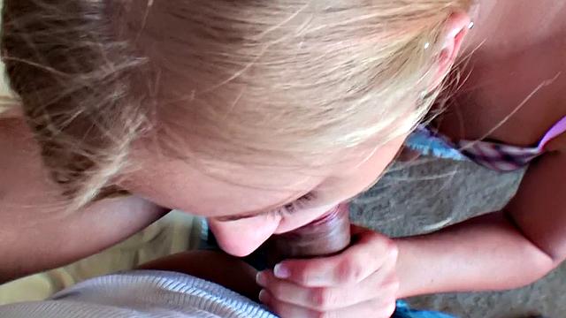 Blonde hottie with small tits and natural tits rides a hard cock in the indoors