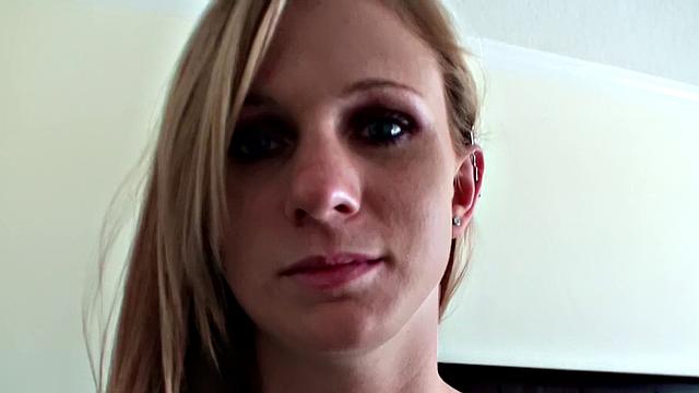 Blonde hottie with small tits and natural tits rides a hard cock in the indoors