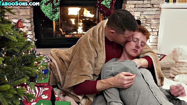 Ginger twink with skinny body fucked by stepdad for Xmas